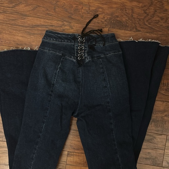 Free People ma cherie lace up back flare jean - Picture 5 of 5